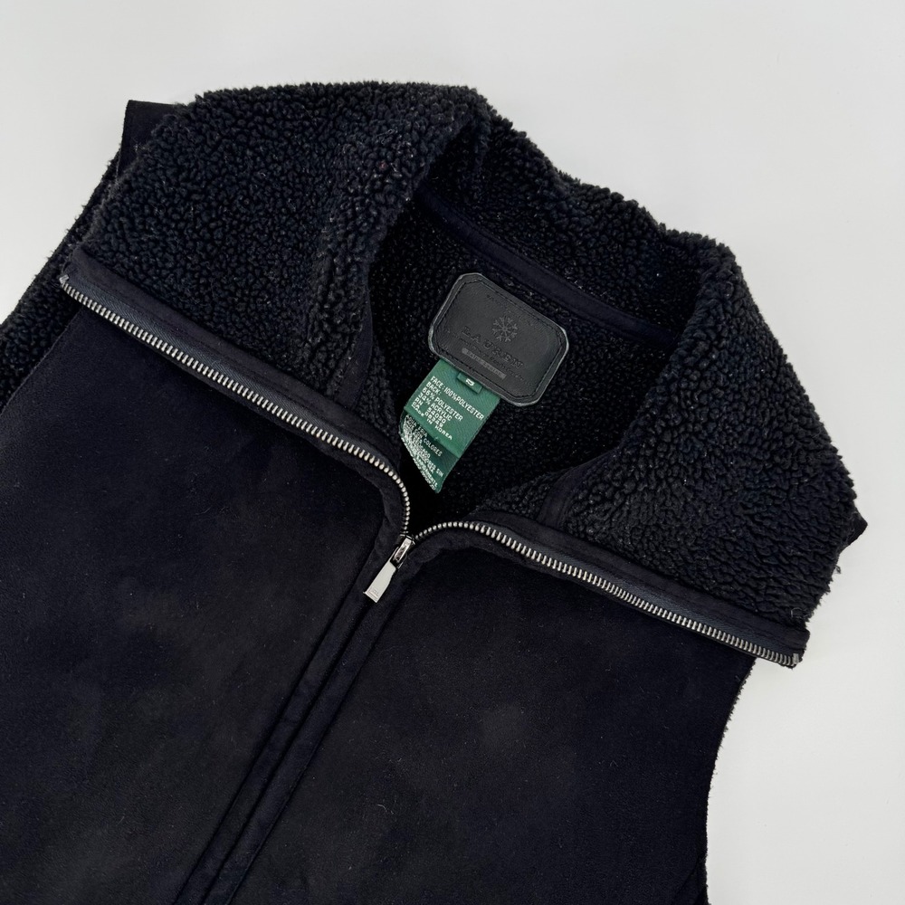 Lauren Ralph Lauren‎ Sherpa Lined Vest Black Women's Size S Zip Front